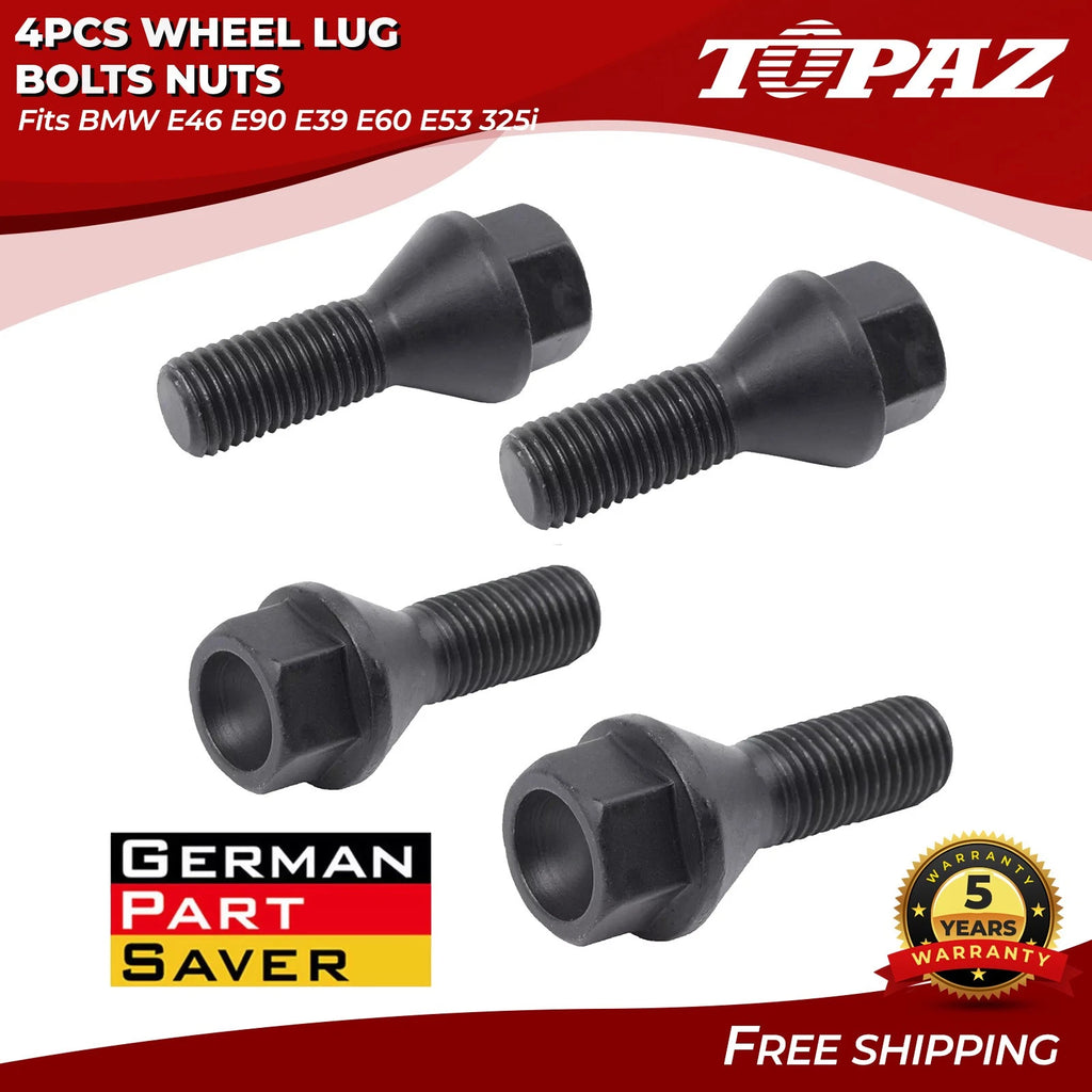 Set of 4 Wheel Lug Bolts Nuts for BMW E46 E90 E39 E60 E53 (1998–2013)
