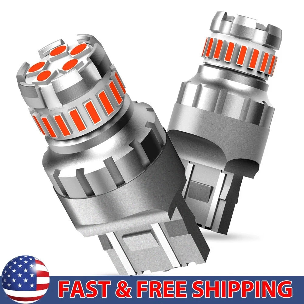 2X LED Red Strobe Flash Brake Stop Tail Light Bulbs for Universal Fit (2010â2023)