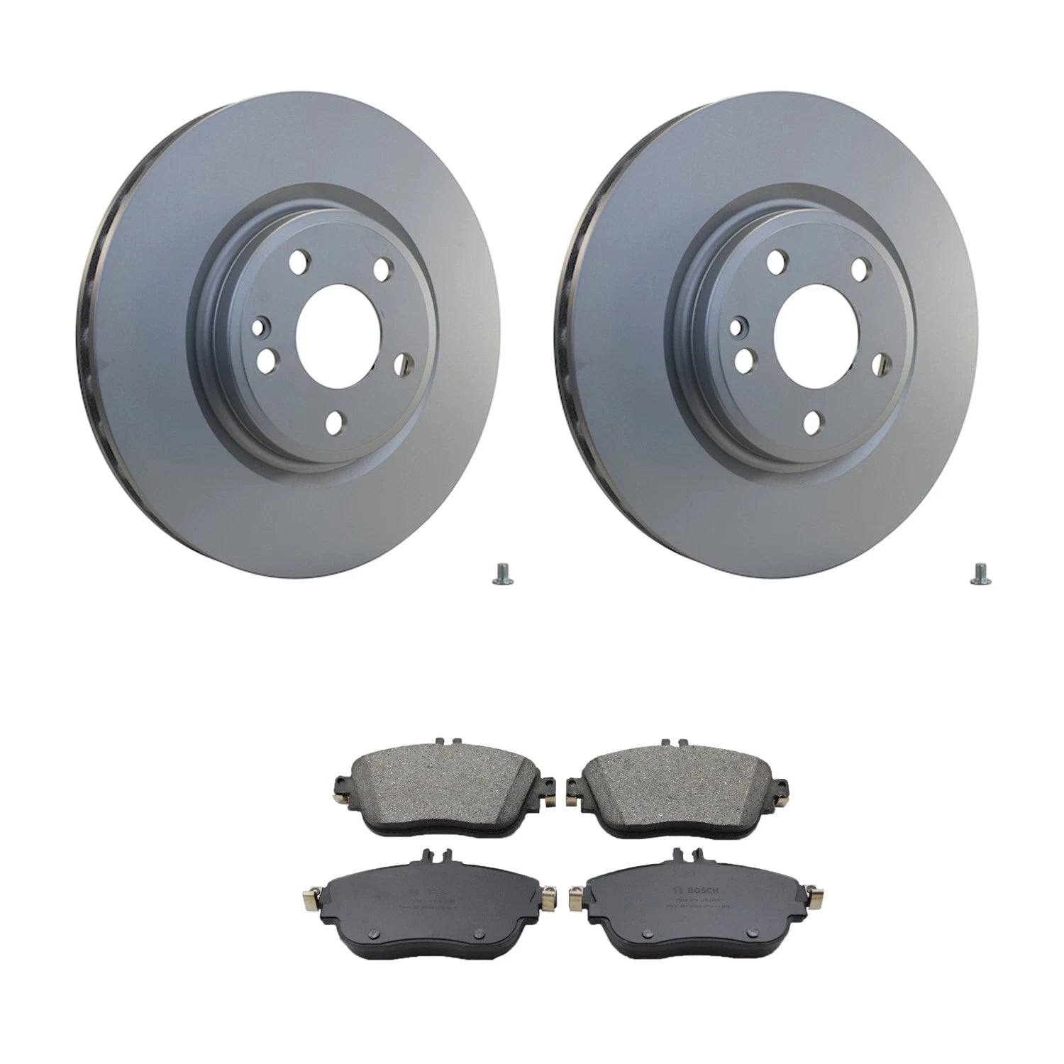 Front Rotors & Bosch QuietCast Ceramic Brake Pads Kit for Mercedes CLA250 (2014–2019)