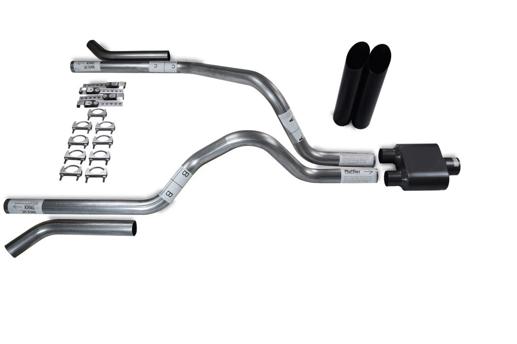 2.5" Dual Exhaust Kit for Dodge Dakota (1987–1996) - 1 Chamber Muffler, Black