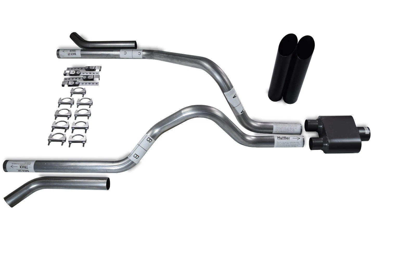 2.5" Dual Exhaust Kit for Dodge Dakota (1987–1996) - 1 Chamber Muffler, Black