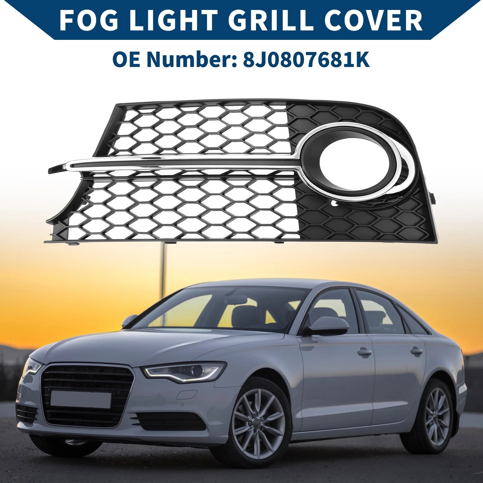 1pc Fog Light Grill for Audi TT MK2 TTS (2011–2014) No. 8J0807681K