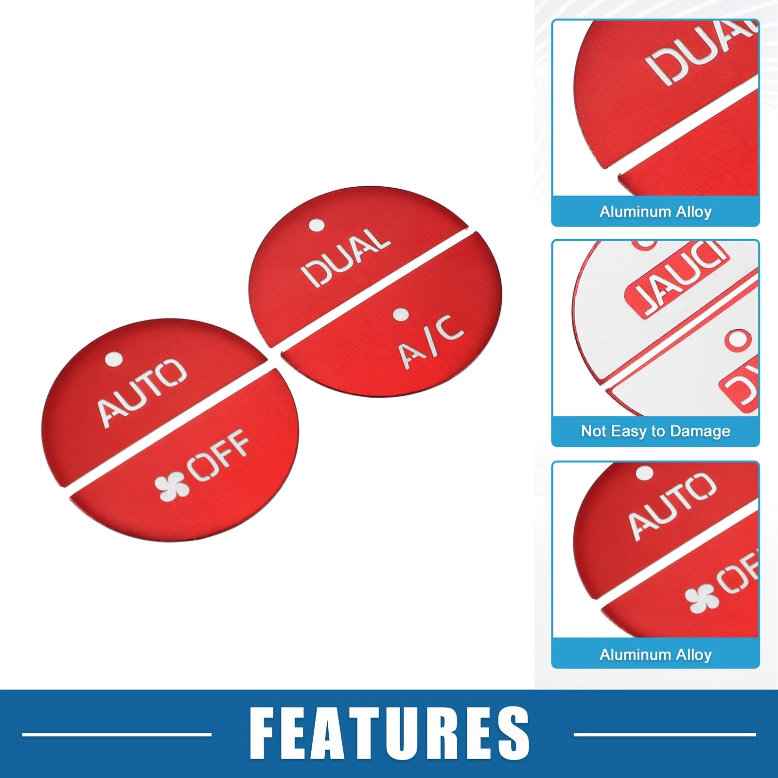 Set of 4 AC Switch Knob Cover Trim for Toyota RAV4 (2019–2022) Aluminum Red