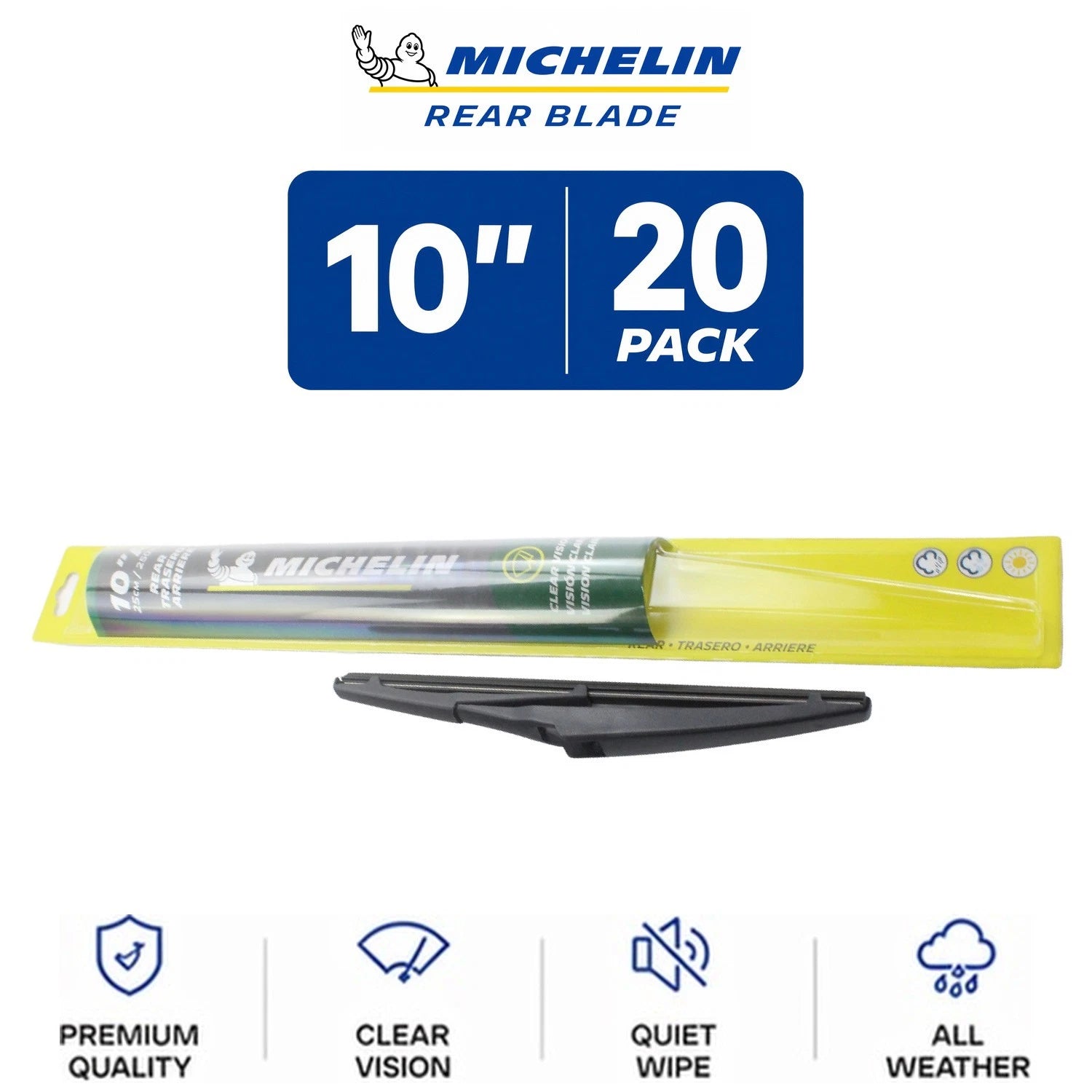 Set of 2 Michelin Rear Wiper Blades for Curved-Fit Vehicles (10")