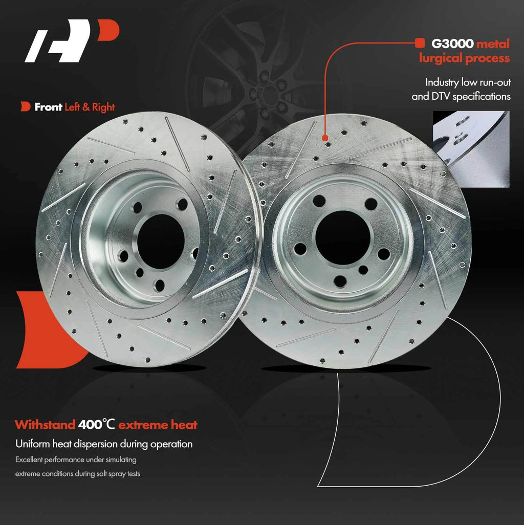6x Front Drilled Brake Rotors & Pads for BMW 528i xDrive (2012–2016)