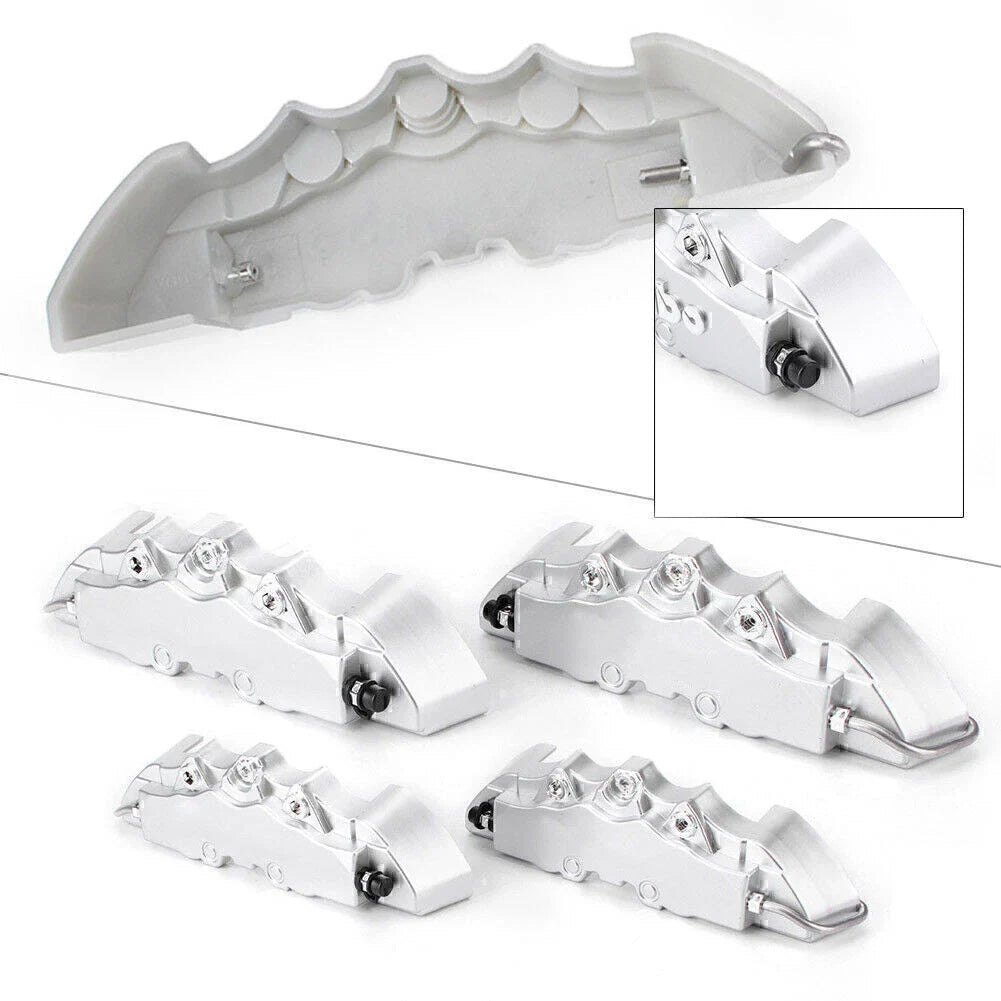 3 x Silver 3D Front Rear Disc Brake Caliper Covers for Universal Car Truck