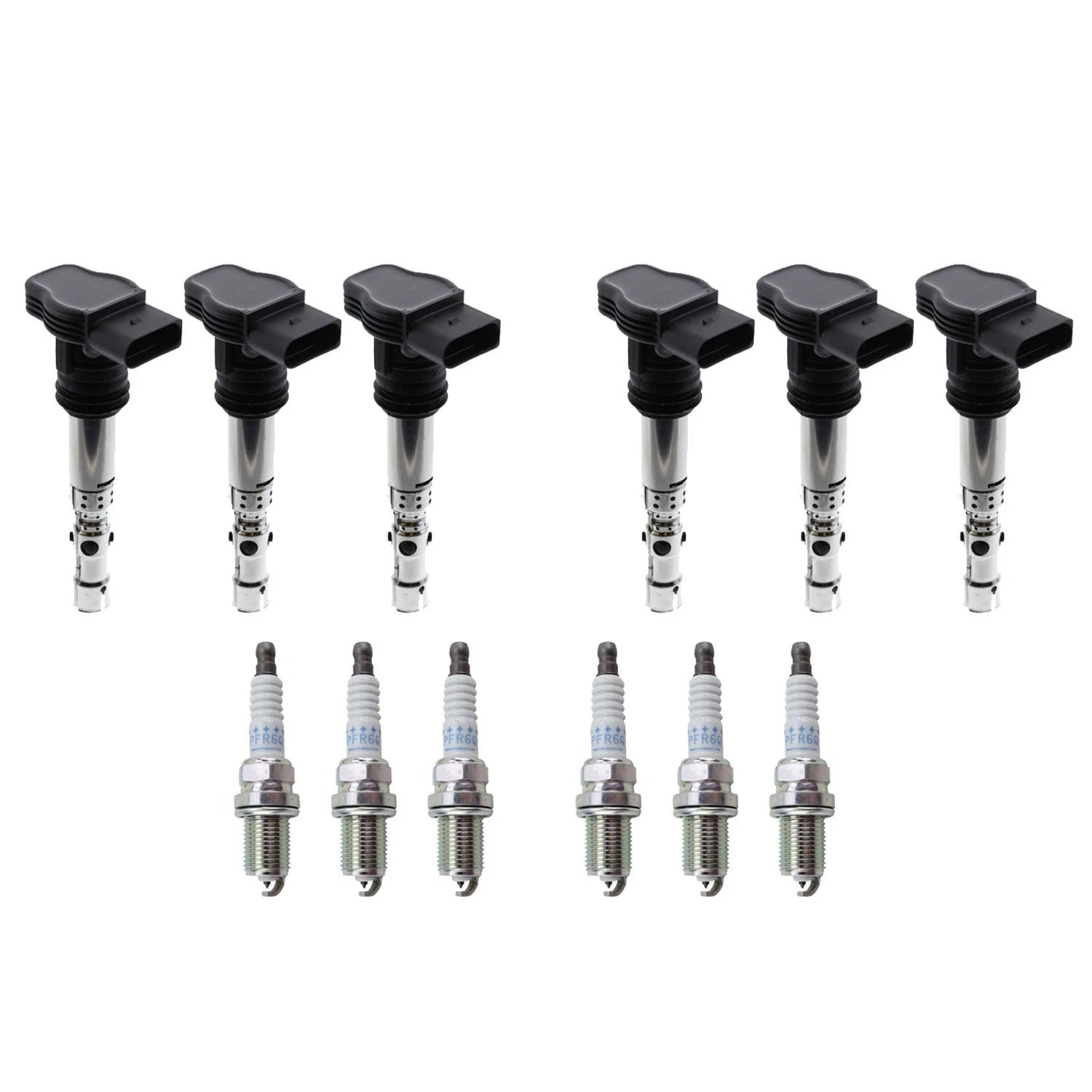 Set of 6 Ignition Coils & NGK Laser Platinum Spark Plugs for Audi A6 (2005–2011)