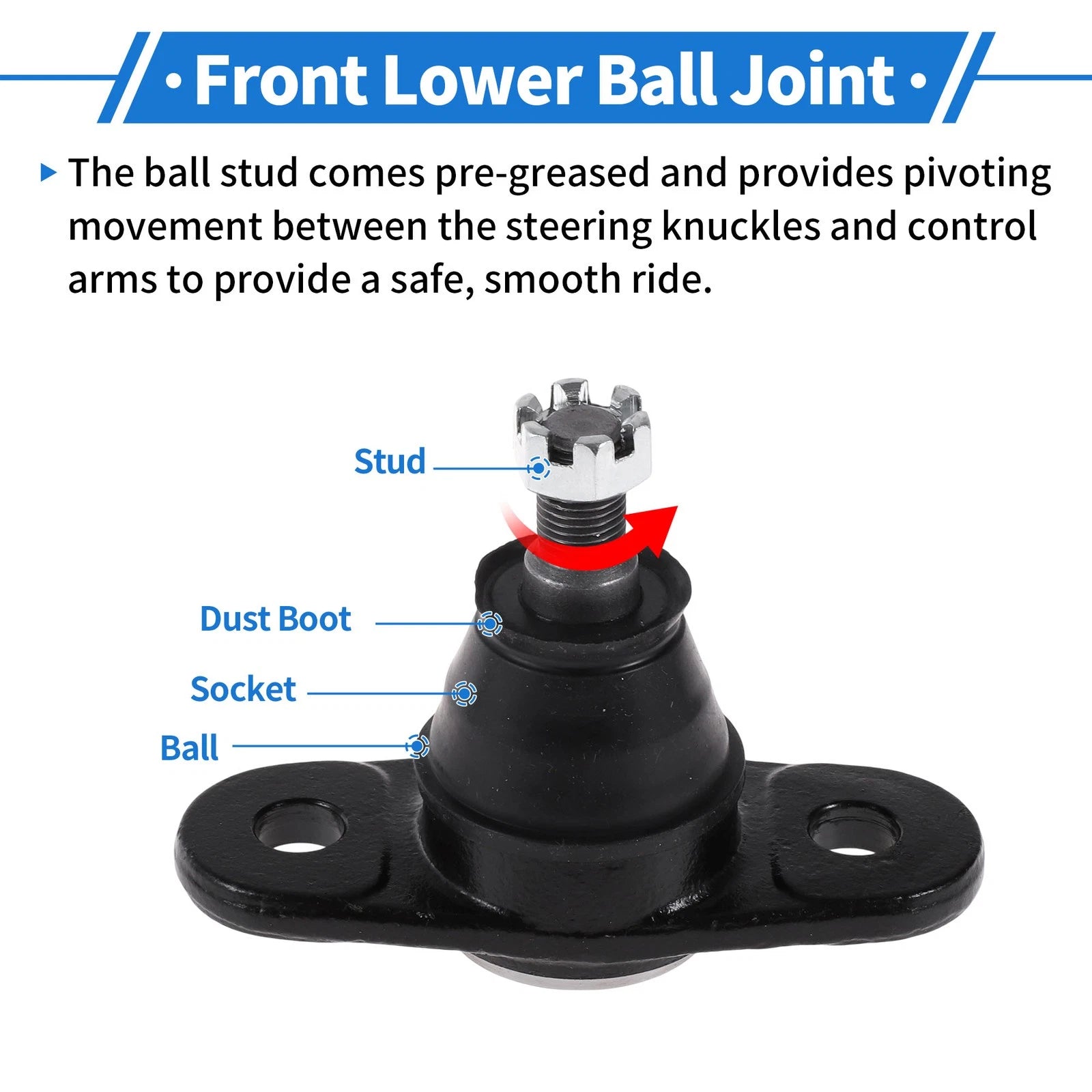 2X Front Lower Ball Joints for Hyundai Accent (2005–2010) No.K500015/517601G000