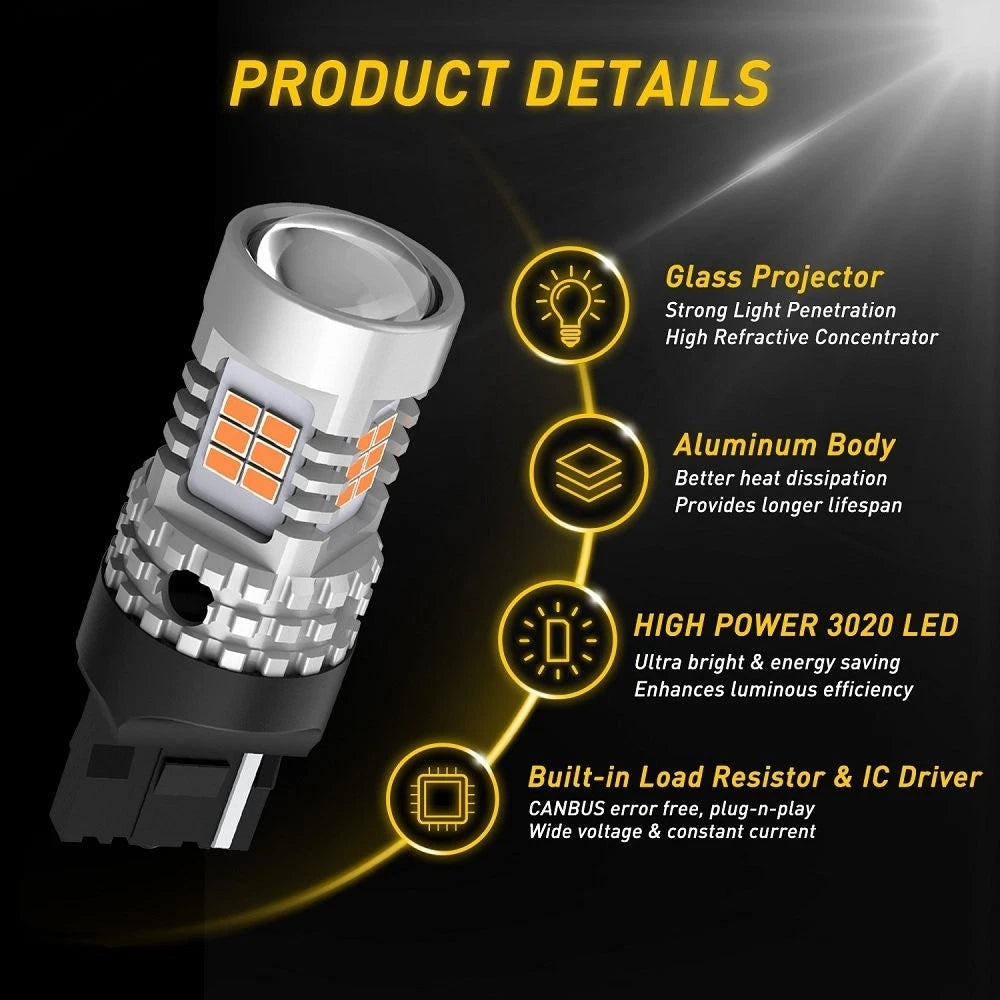 2X Amber LED Front Turn Signal Light Bulbs for Various Models (YYYY–YYYY)