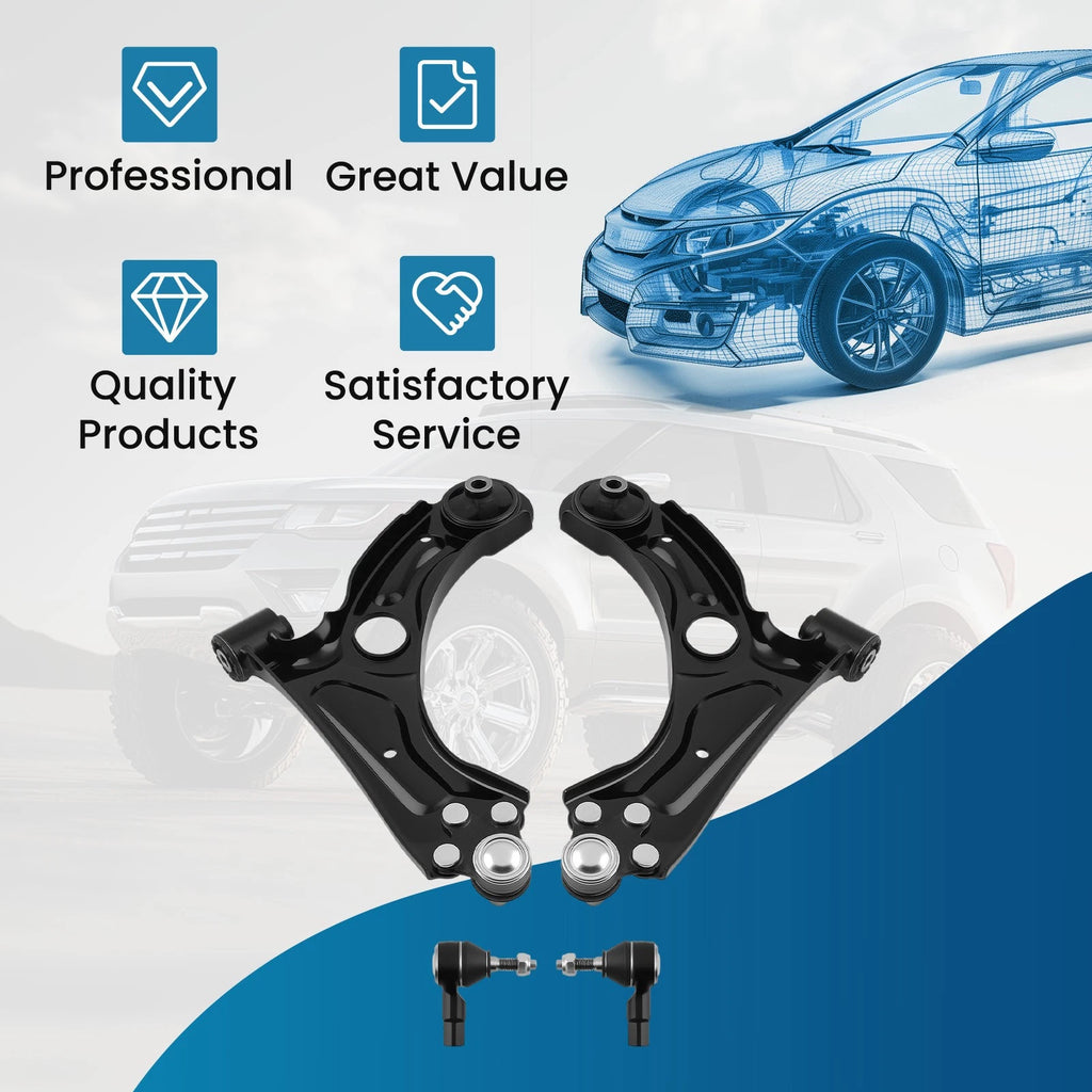 Set of 4 Front Lower Control Arms Tie Rods for Chevy Sonic (2012–2019)