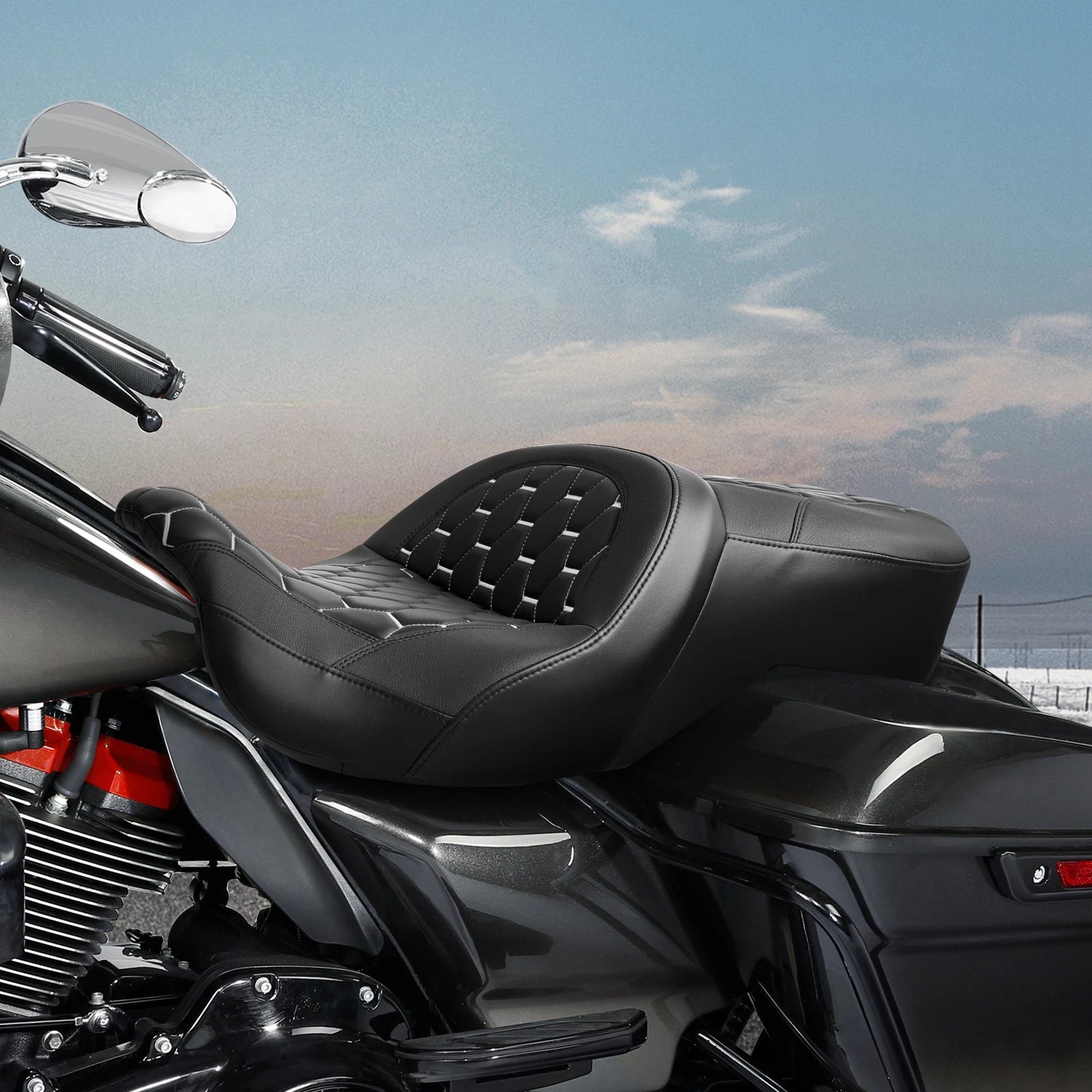 Gel Seat for Harley Street Road Glide (2009–2023) Black White