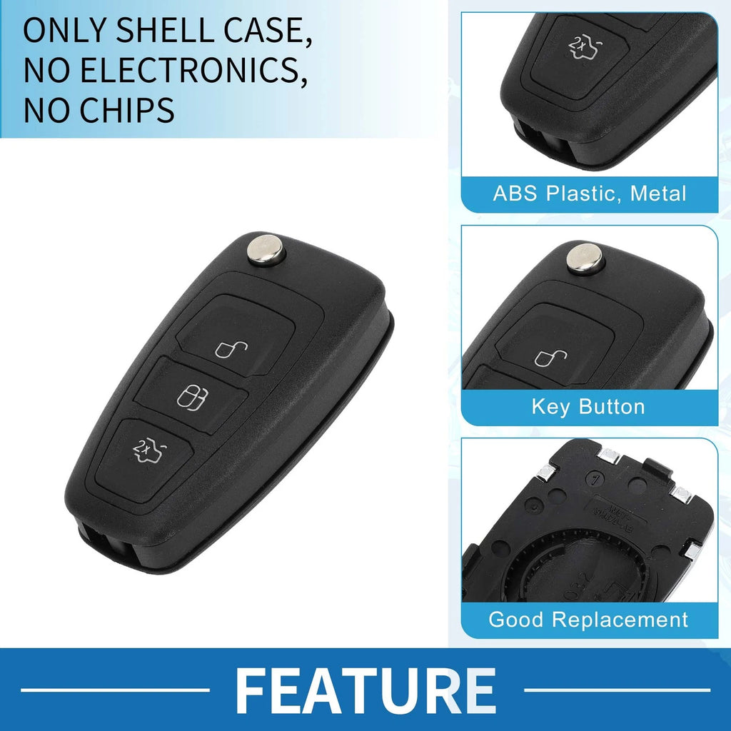 3 Buttons Keyless Entry Remote Key Shell Case for Ford Fiesta Kuga Focus Transit