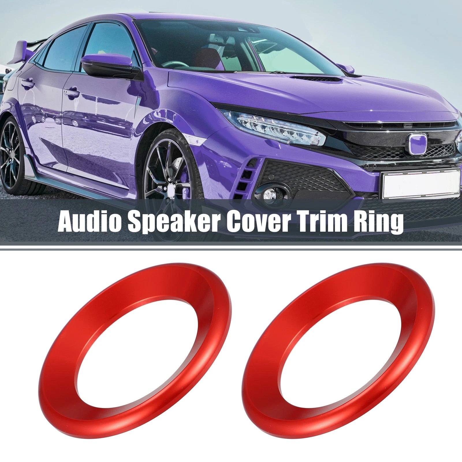 2Pcs Red Door Audio Speaker Ring Cover for Honda Civic (2016–2021) 746453975761