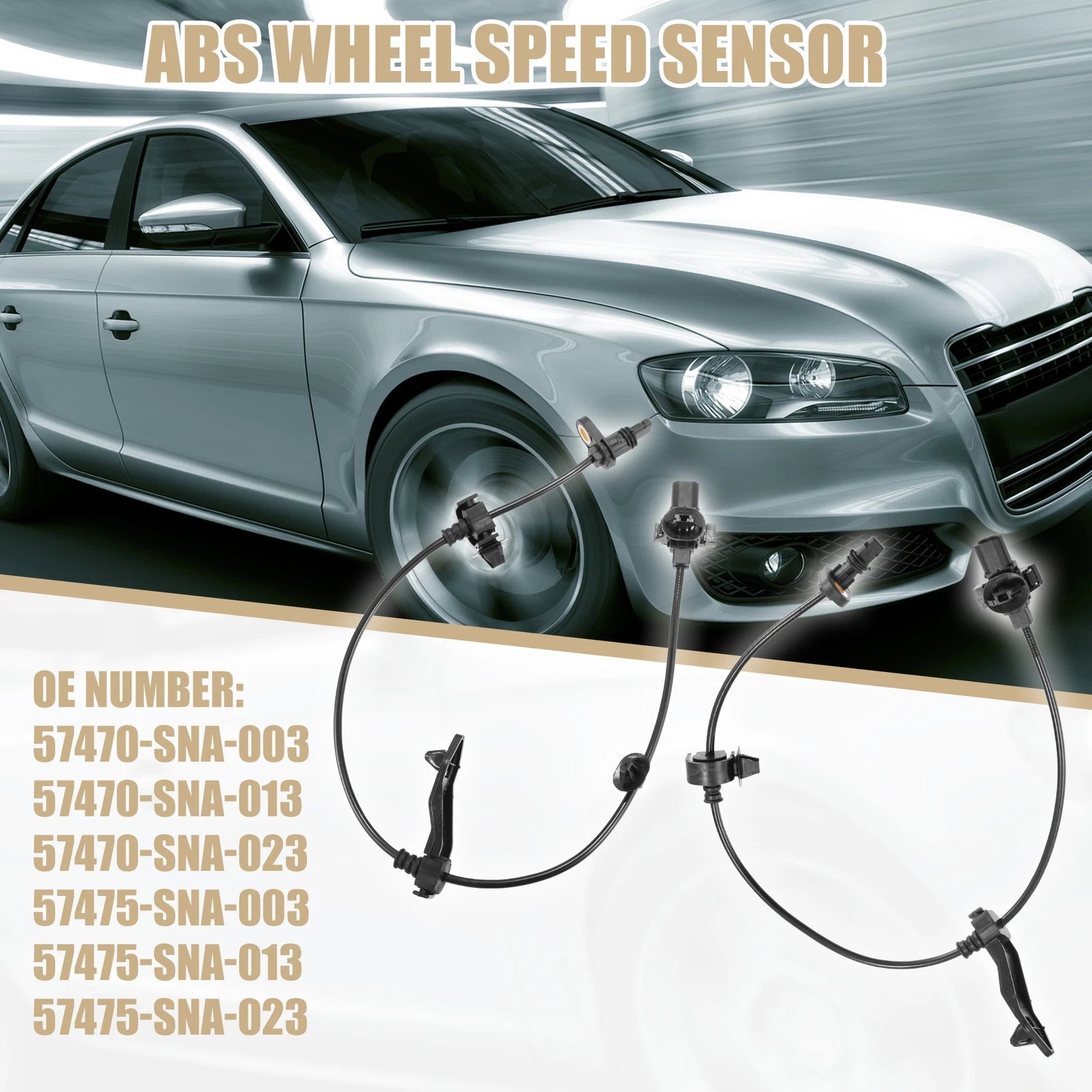 2X ABS Wheel Speed Sensor for Honda Civic (2006) 57470-SNA-003