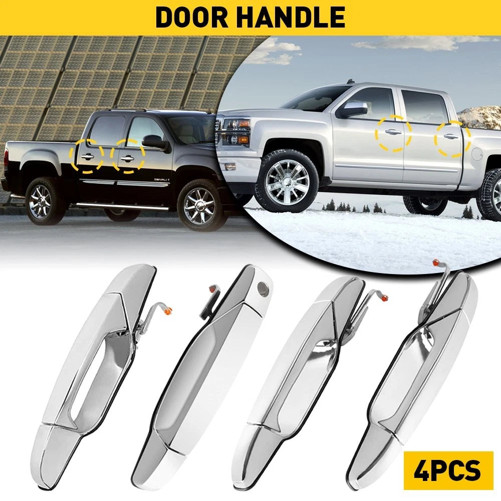 Set of 4 Chrome Exterior Door Handles for Tahoe Silverado Yukon Escalade (2007–2014)