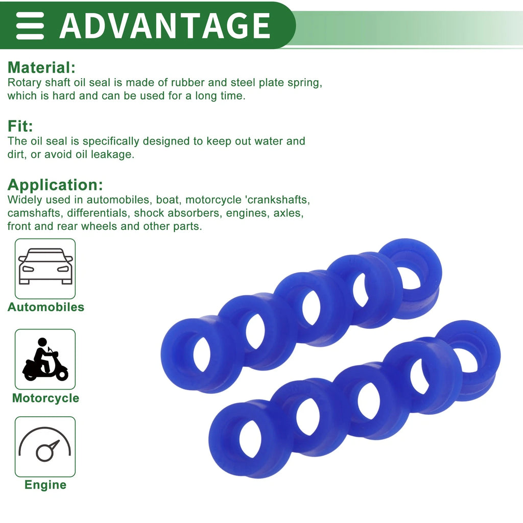 Set of 10 Oil Seal Rotary Shaft Seal 8x14x8mm for Various Applications