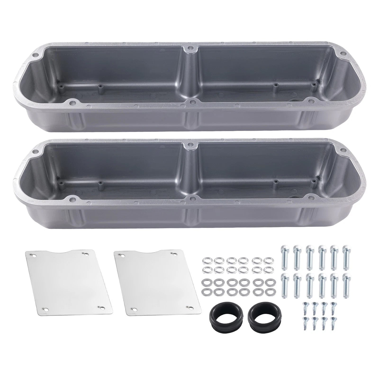 Polished Aluminum Finned Valve Cover Set for Ford 289 302 351W (1962–1985)