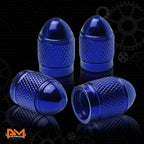 Set of 4 Blue Aluminum Tire Stem Caps for Universal Vehicles