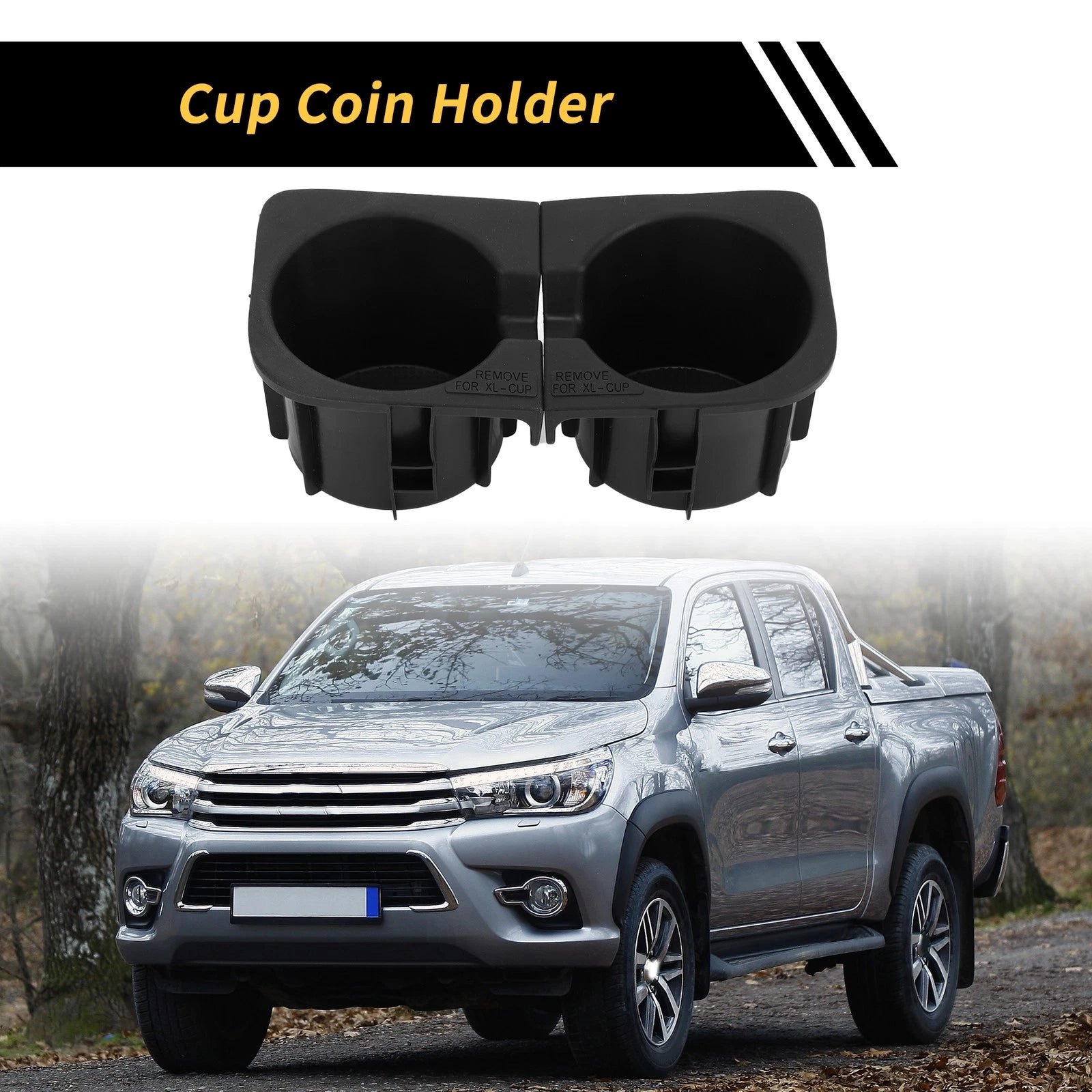 Set of 2 Center Console Cup Holder Inserts for Toyota Tacoma (2010–2015) No. 6699204012 Black