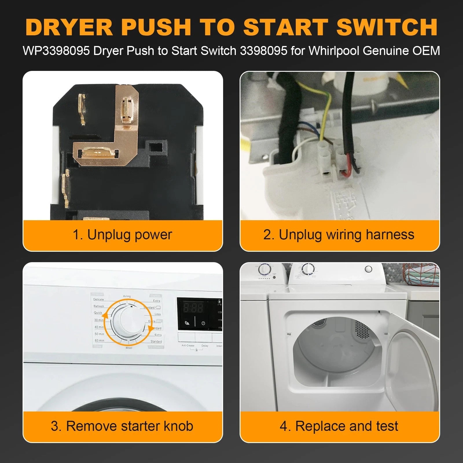 Dryer Push to Start Switch for Whirlpool