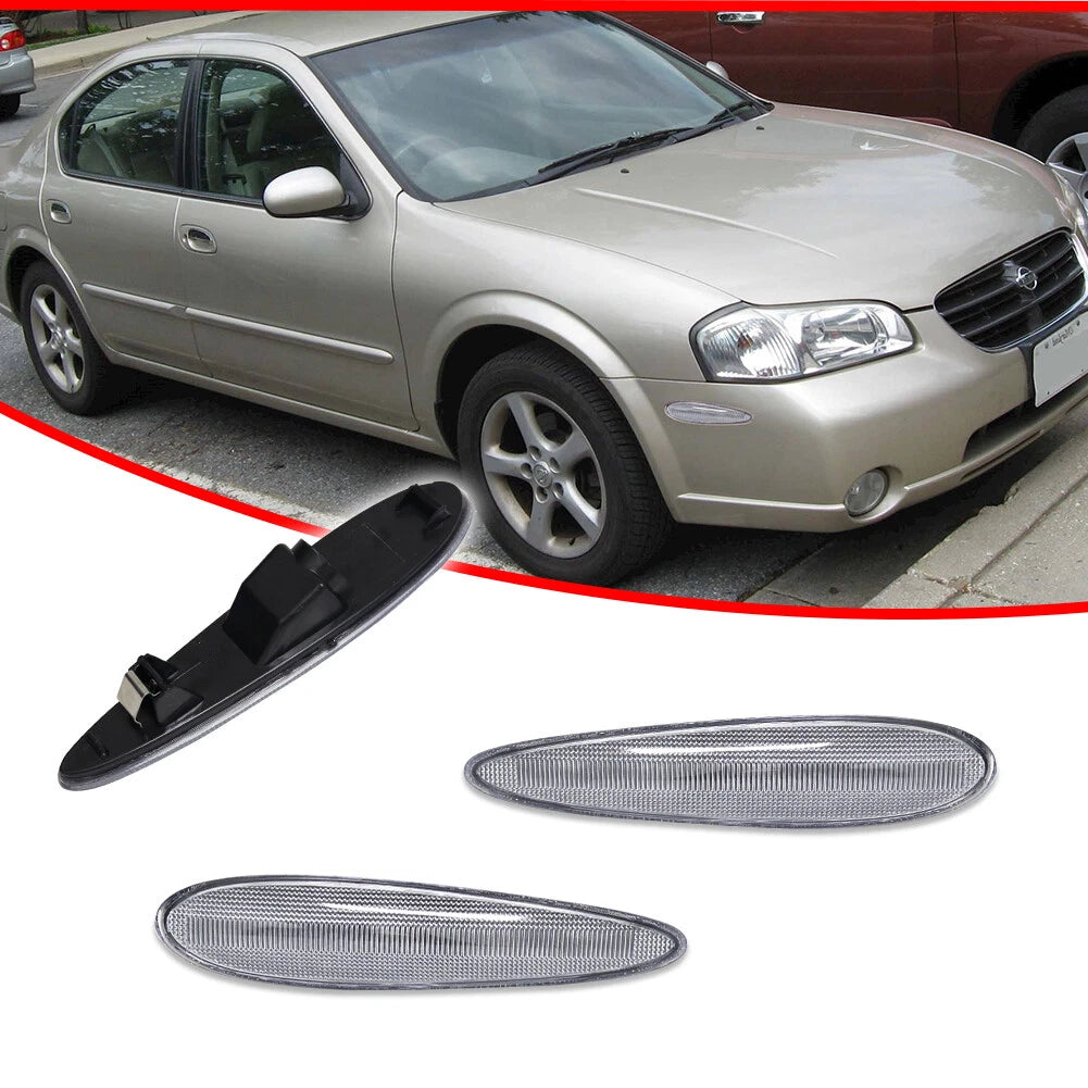 Set of 2 Clear Lens Front Side Marker Lights for Nissan Maxima (2000–2003)