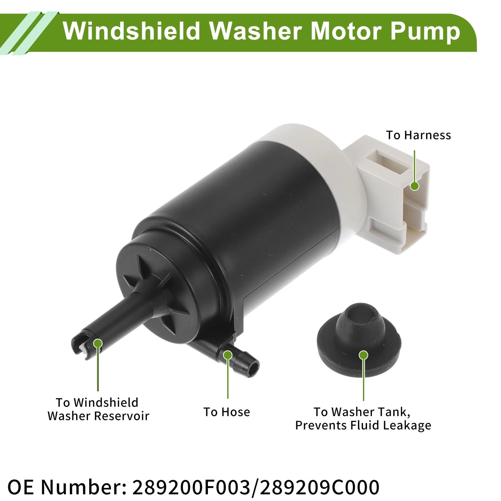 Windshield Washer Pump w/Grommet for Nissan Micra (1992–2003) No. 289200F003