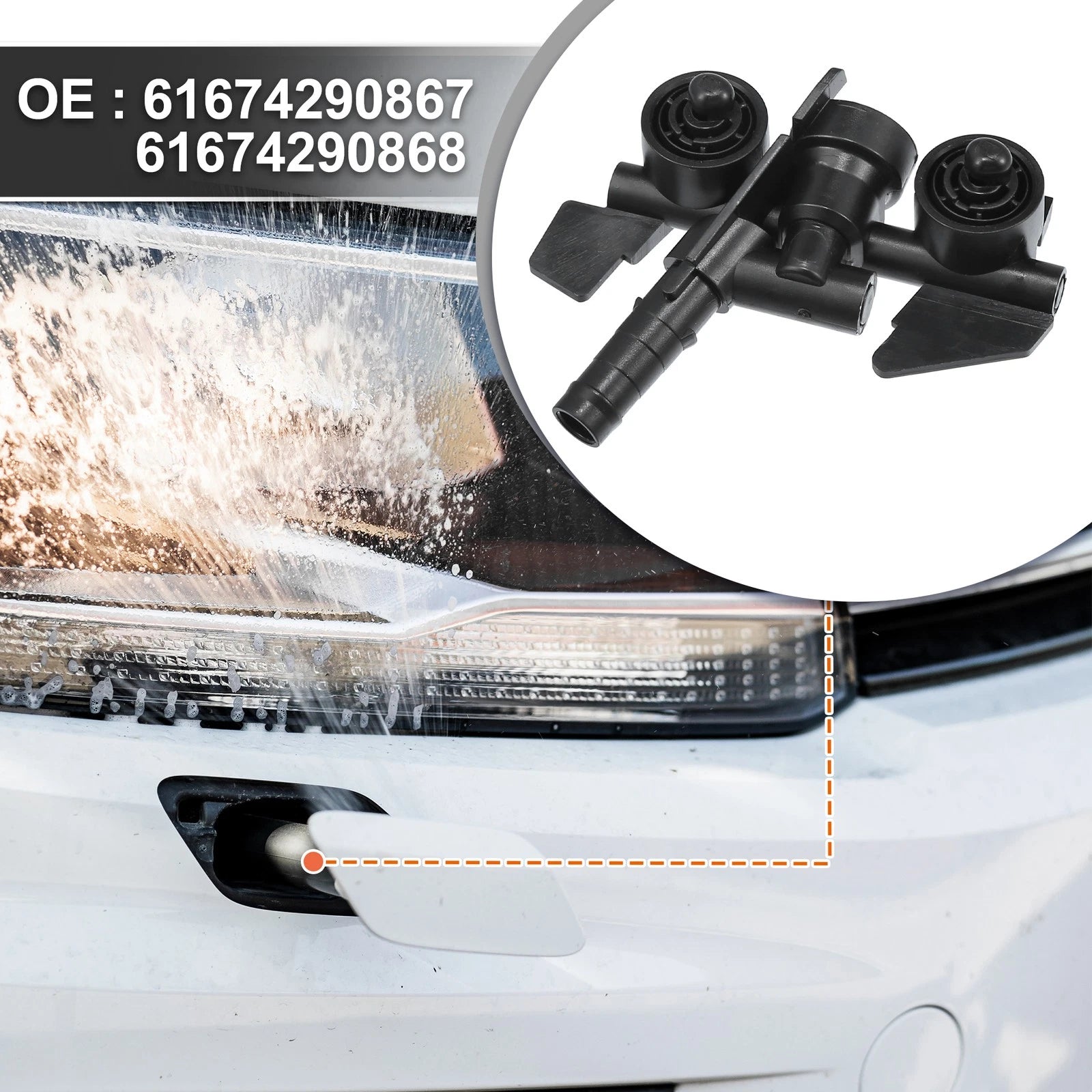 1 Pair Headlight Washer Nozzle for BMW 330xi (2001–2005)