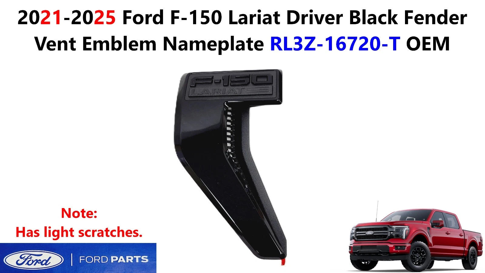 Fender Vent Emblem Nameplate for Ford F150 Lariat (2021–2025) RL3Z16720T