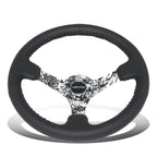 NRG 35cm 3" Deep Dish Black Leather Steering Wheel for Universal