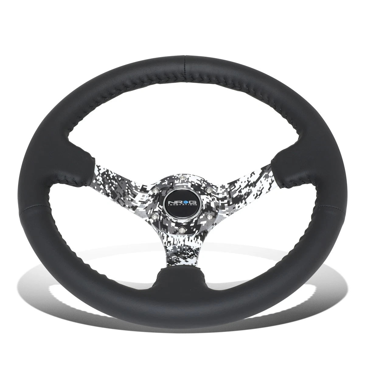 NRG 35cm 3" Deep Dish Black Leather Steering Wheel for Universal