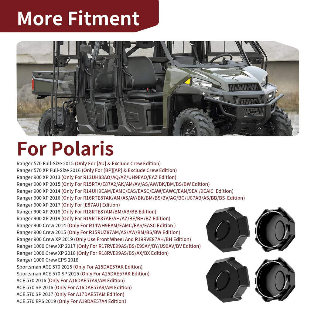 Set of 4 Wheel Rim Caps for Polaris Ranger XP 900 (2013–2019)