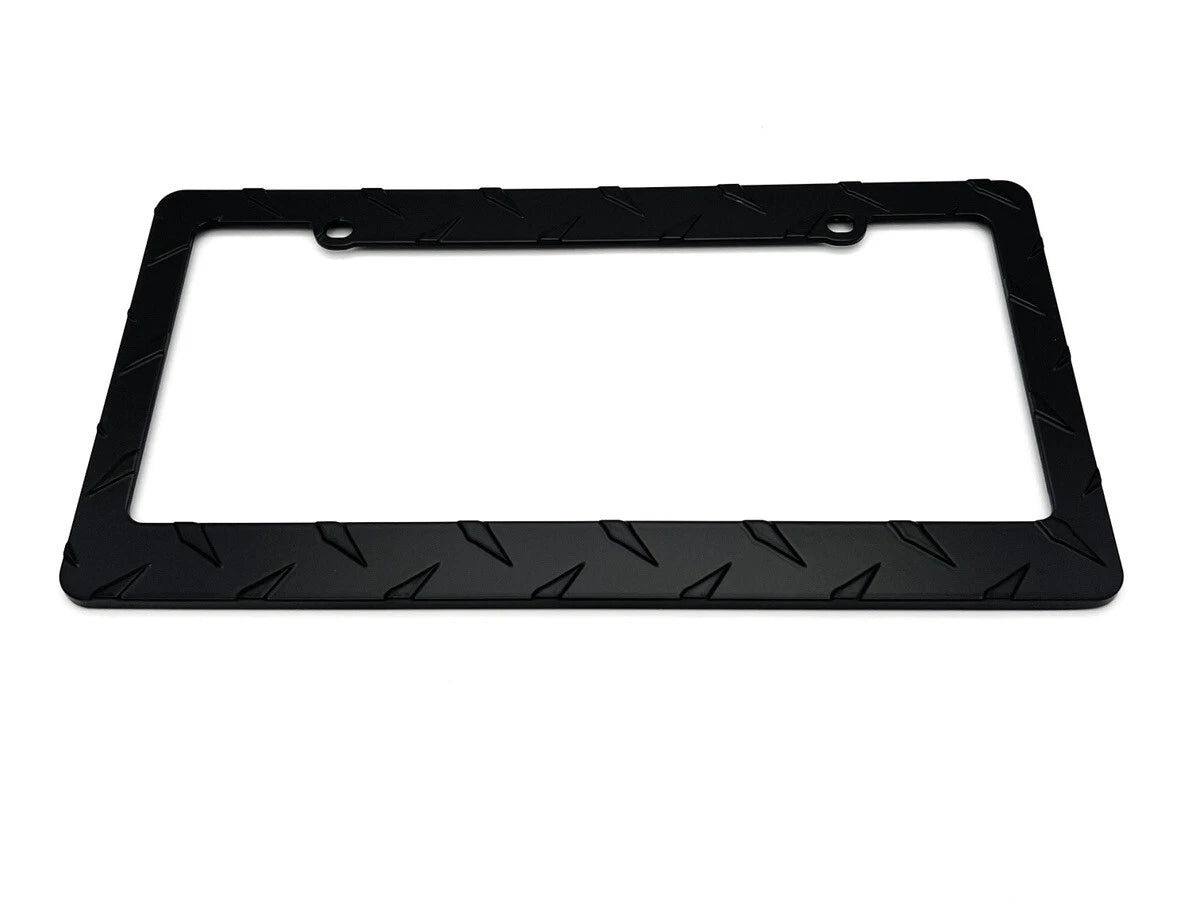 License Plate Frame Black Diamond Plate Metal for Car Truck SUV