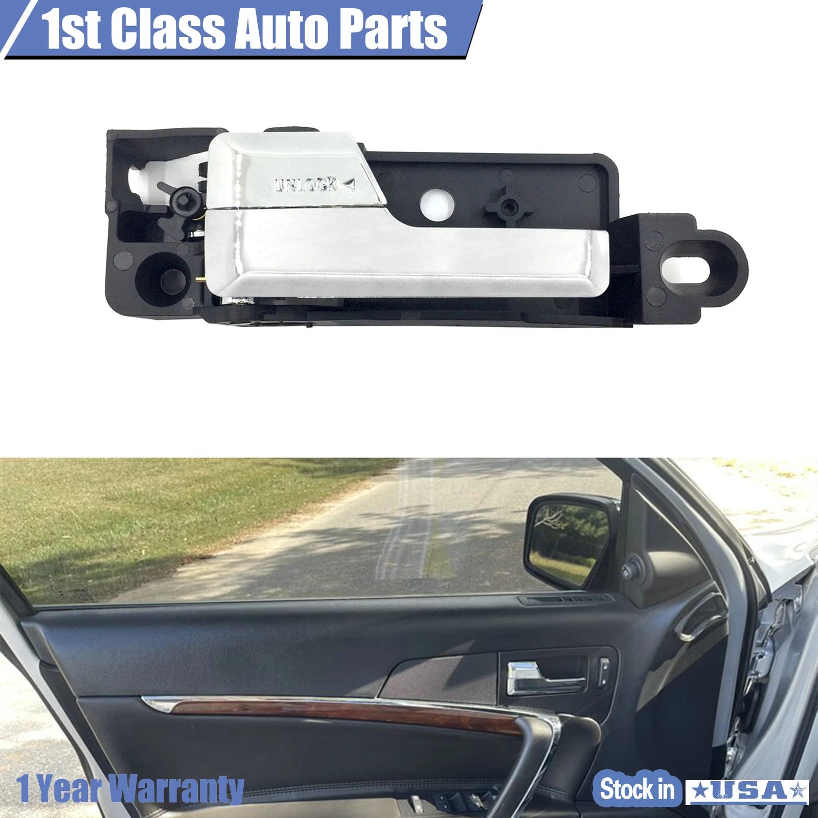Chrome Interior Door Handle for Ford Mercury Lincoln (Fits Rear Left)