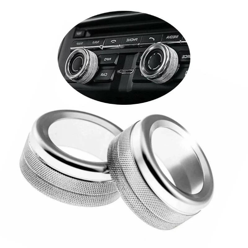 2X Aluminum Alloy Volume Radio Switch Knob Cover for Porsche 911, Cayenne, Macan