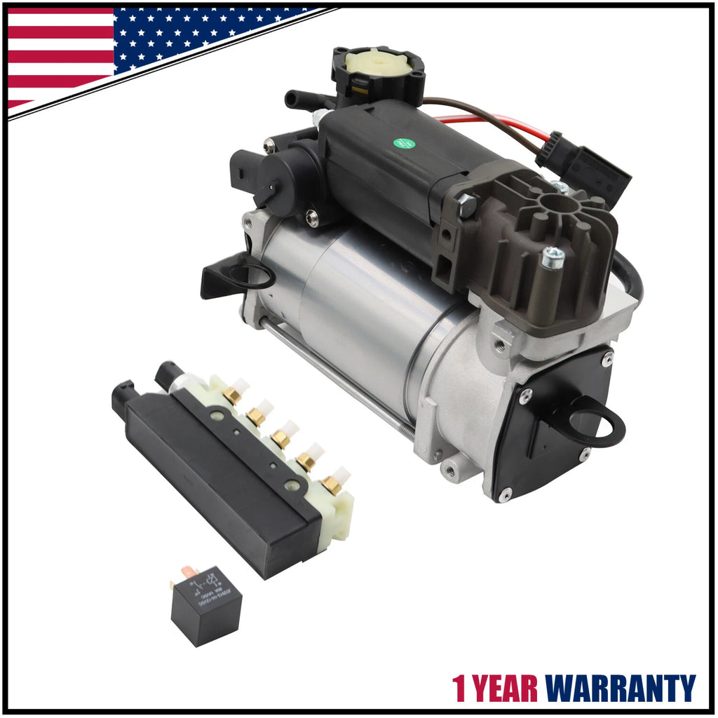 Air Suspension Compressor Pump + Relay + Valve Block for Mercedes W220 (1999–2006)