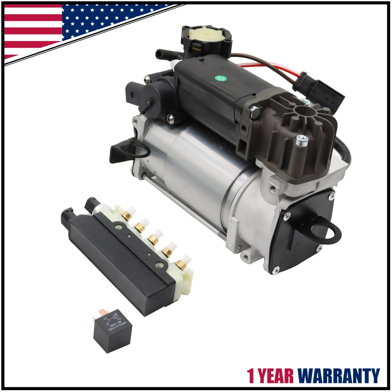 Air Suspension Compressor Pump + Relay + Valve Block for Mercedes W220 (1999–2006)