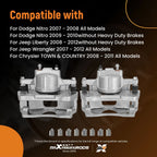 Pair Front Disc Brake Caliper w/Bracket for Jeep Wrangler (2007–2017) 18-B5044