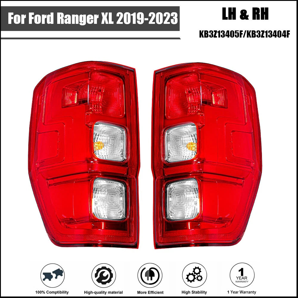 Chrome Halogen Tail Lights for Ford Ranger XL (2019–2022) Left+Right Set
