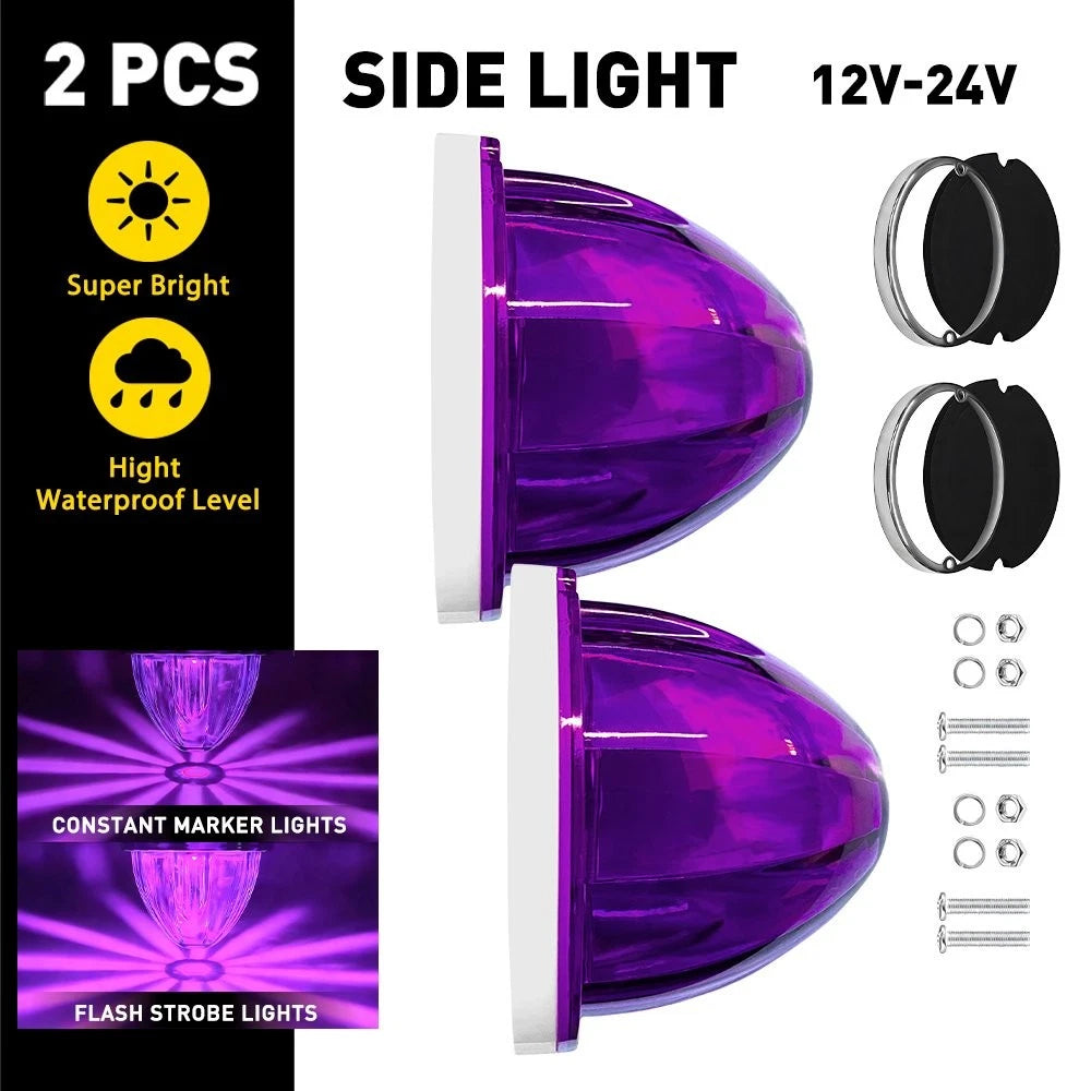 2X Purple LED Side Marker Light for Semi Truck Trailer (Universal)