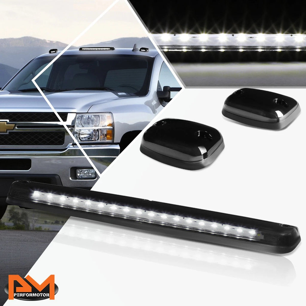 3Pcs Cab Roof Running Light Smoked Housing White LED for Silverado/Sierra (2007–2013)