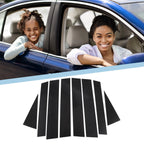 Set of 8 Car Pillar Window Trim Covers for Honda CRV (2023) Black Carbon Fiber