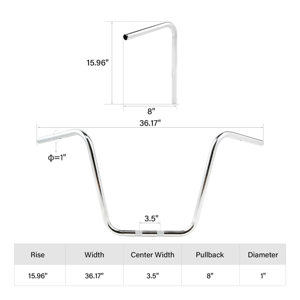 Chrome 16" Ape Hanger Handlebar for Harley Sportster XL1200 XL883 (2004–2023)