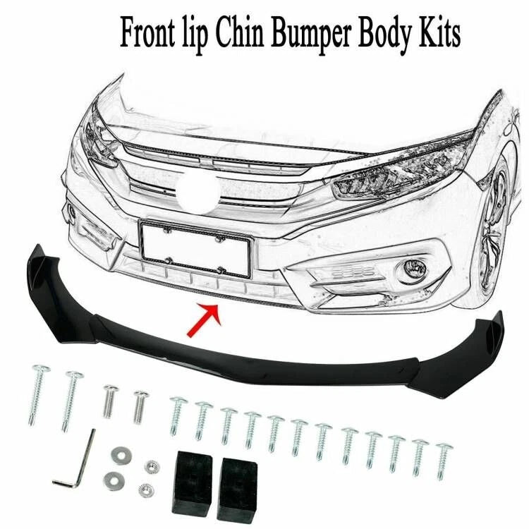 Front Bumper Lip Spoiler Splitter + Strut Rods for Dodge Charger Challenger (2015–2023)