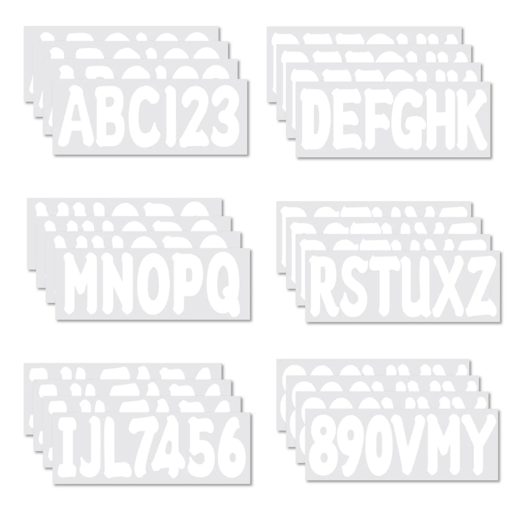 Set of 4 Boat Numbers and Letters Decal Stickers A-Z 0-9 White