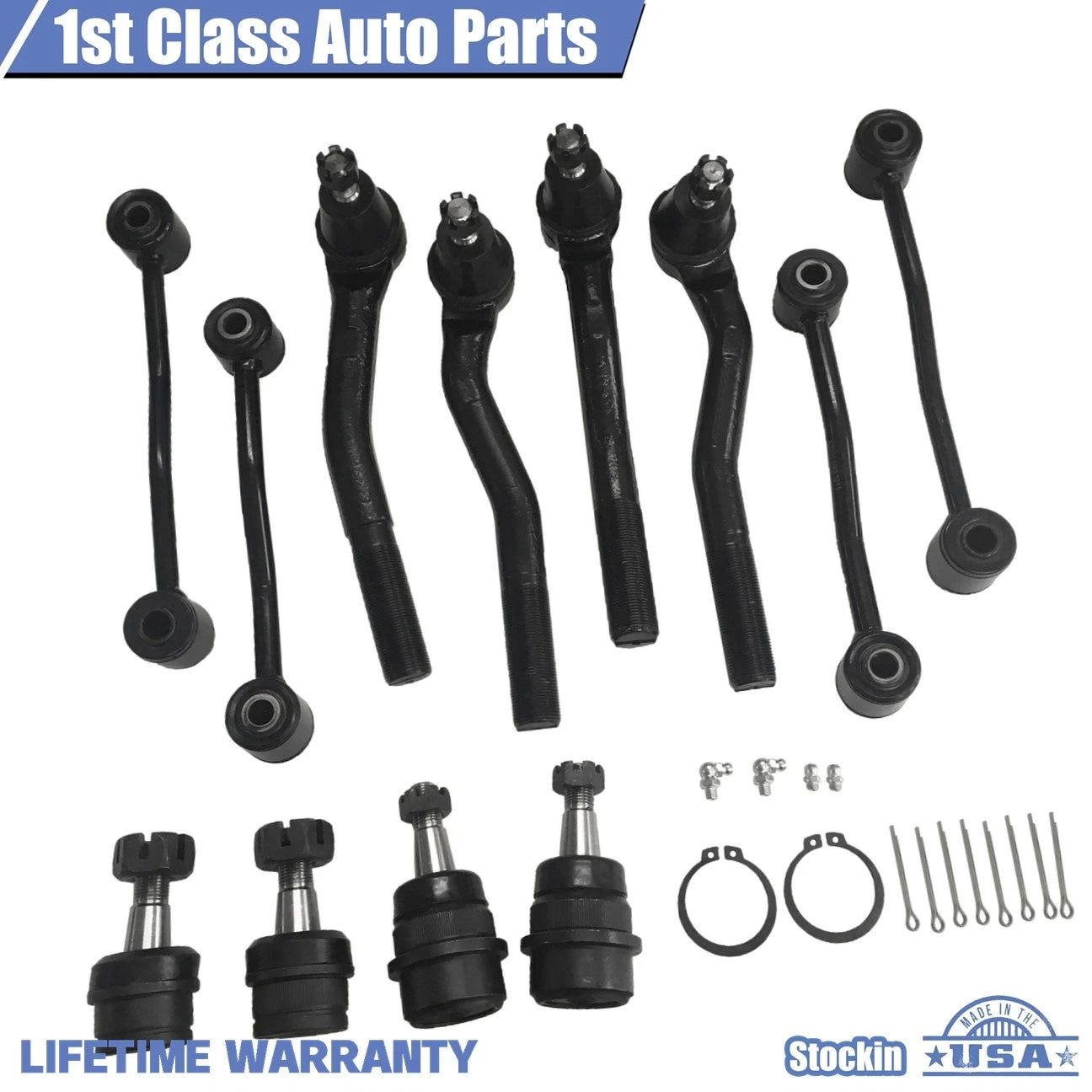 12pc Front Suspension Ball Joint Sway Bar Tie Rod for Jeep Grand Cherokee (1999–2004)