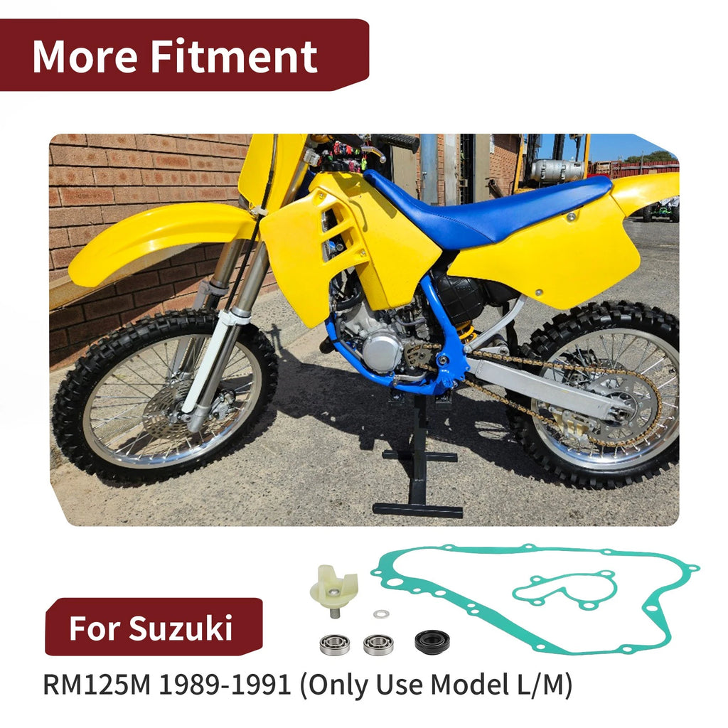 Water Pump Rebuild Kit for Suzuki RM125M (1989–1991) - Impeller, Shaft, Gasket, Bearing
