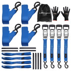 Set of 4 Heavy Duty Retractable Ratchet Tie Down Straps 1.6in x 8ft