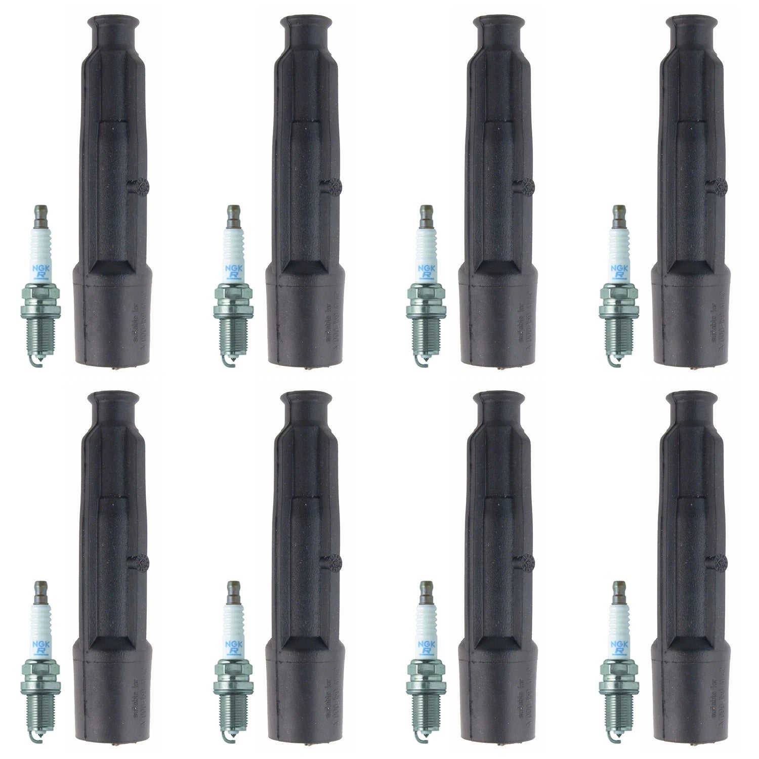 Set of 8 NGK Laser Platinum Spark Plugs & Coil Boots for W140 CL500 R129 SL500 (1992–1999)