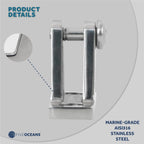 Bimini Top Hardware 90 Degree Deck Hinge with Screw Pin for Marine Use (AISI316)