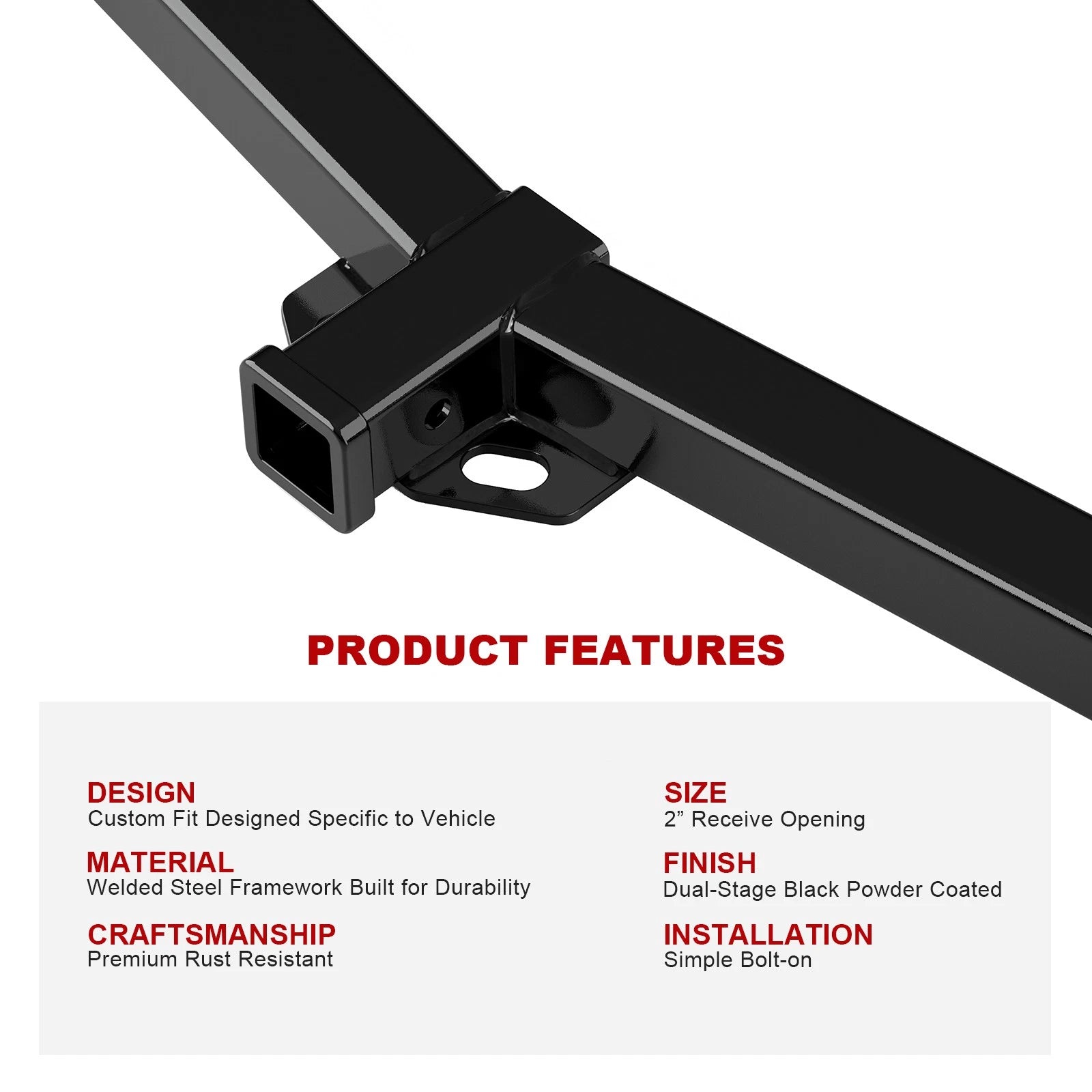 2 Inch Trailer Hitch Receiver for Ford E-150 E-250 E-350 (2003-2014)